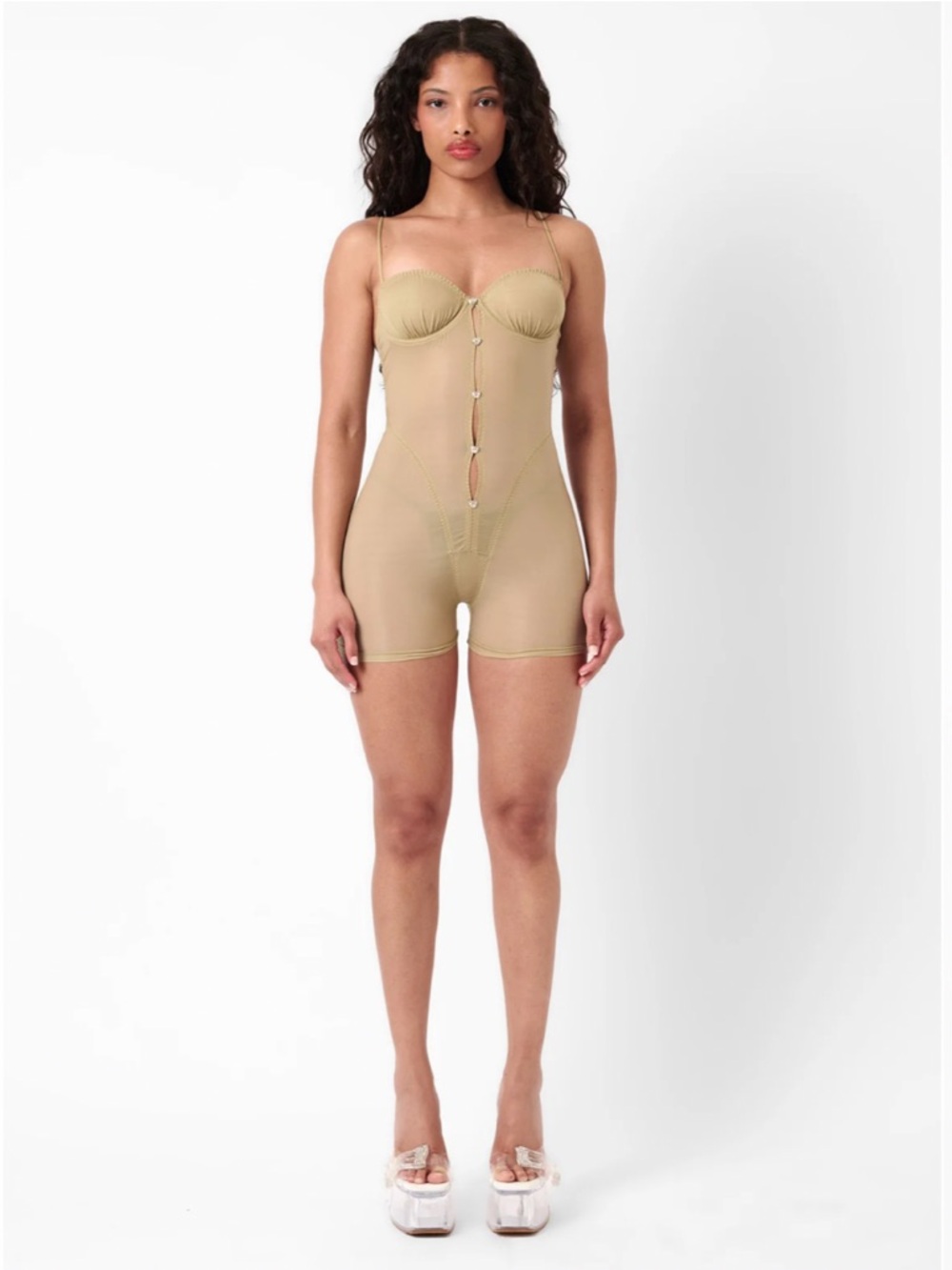 Poster girl - GOLDIE PLAYSUIT TAUPE